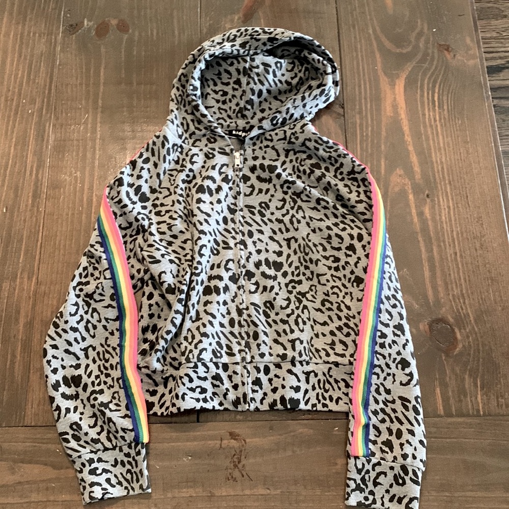 Leaped Print, Rainbow striped jacket